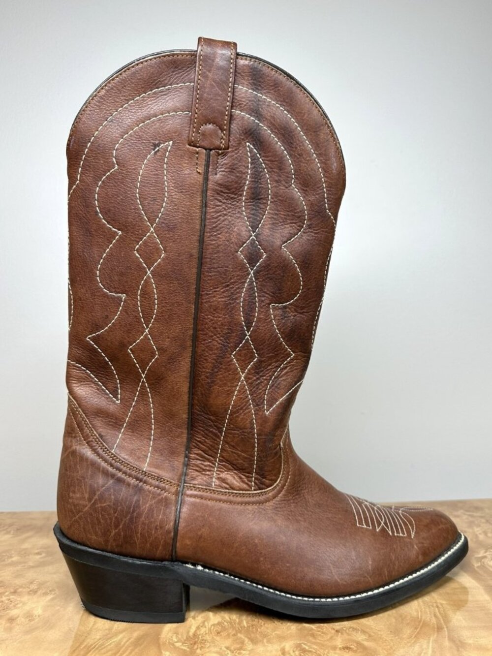 Vintage Acme Circle A Cowboy Boots Mens 10 EW Brown Leather Western